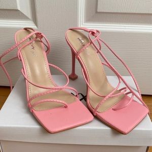 Pink Lace Up Heels